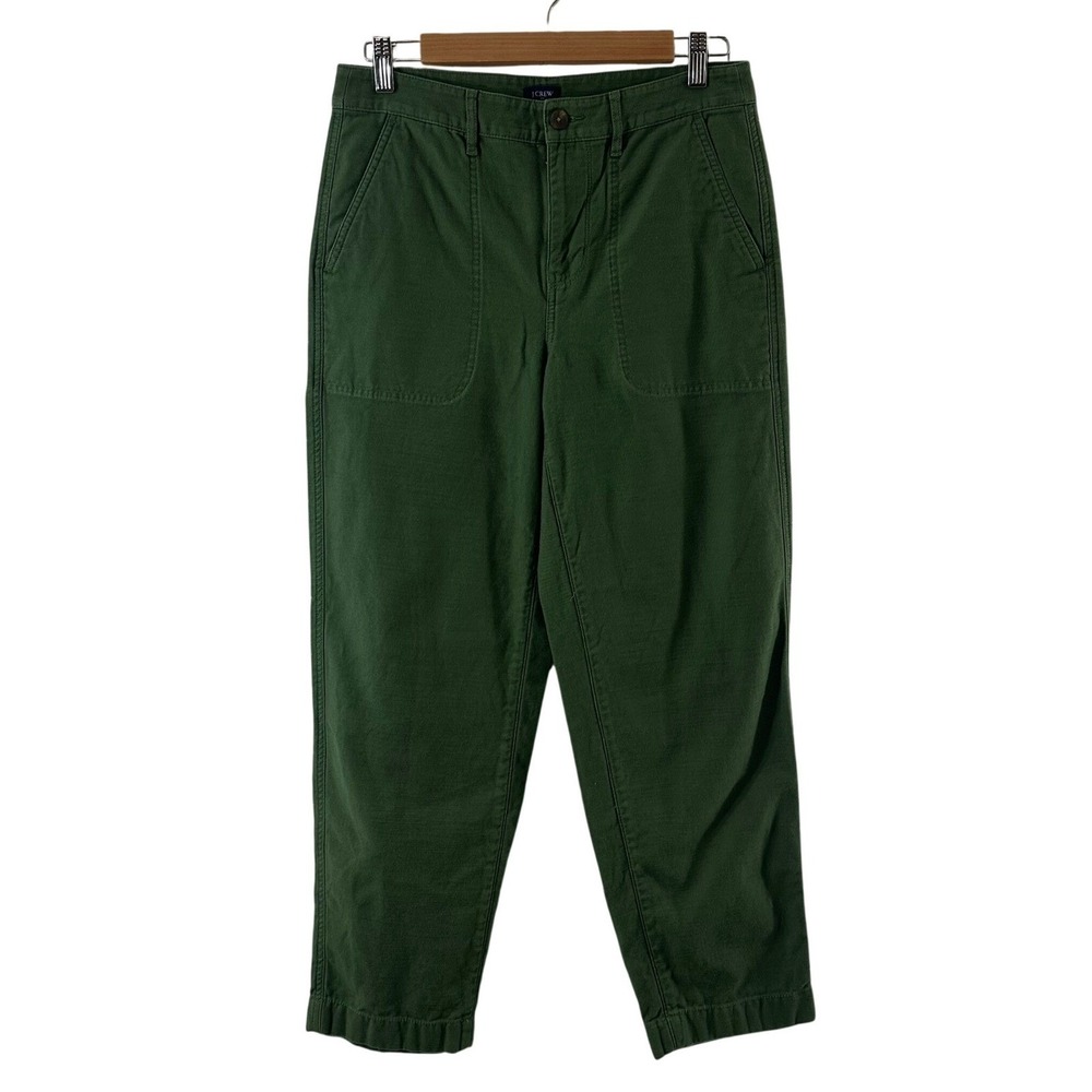 J.Crew Womens Forest Green Cotton Utility Chino‎ Pants High Rise Size 4 NWOT